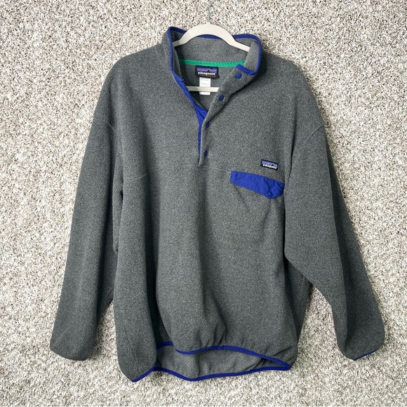 Patagonia Other - Patagonia Sweatshirt Men’s Large Synchilla Snap-T Gray and Blue Fleece Pullover